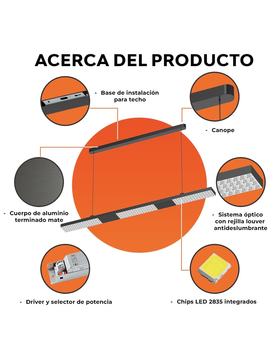 Lámpara colgante led lugano 5