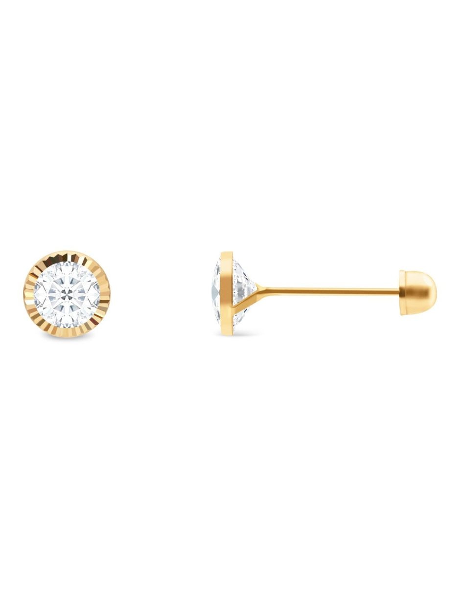 Broqueles de oro 14 k con acabado brillante zirconia