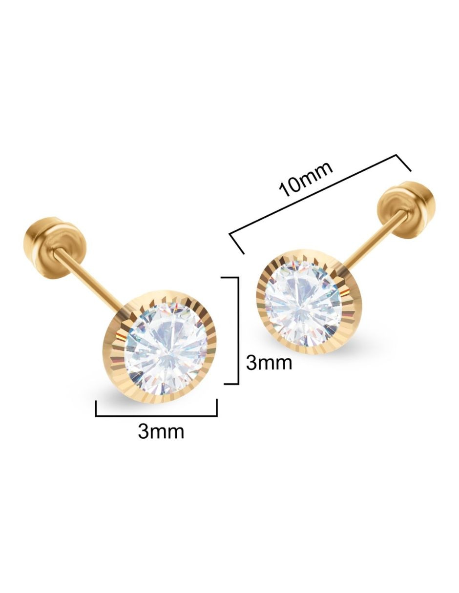 Broqueles de oro 14 k con acabado brillante zirconia