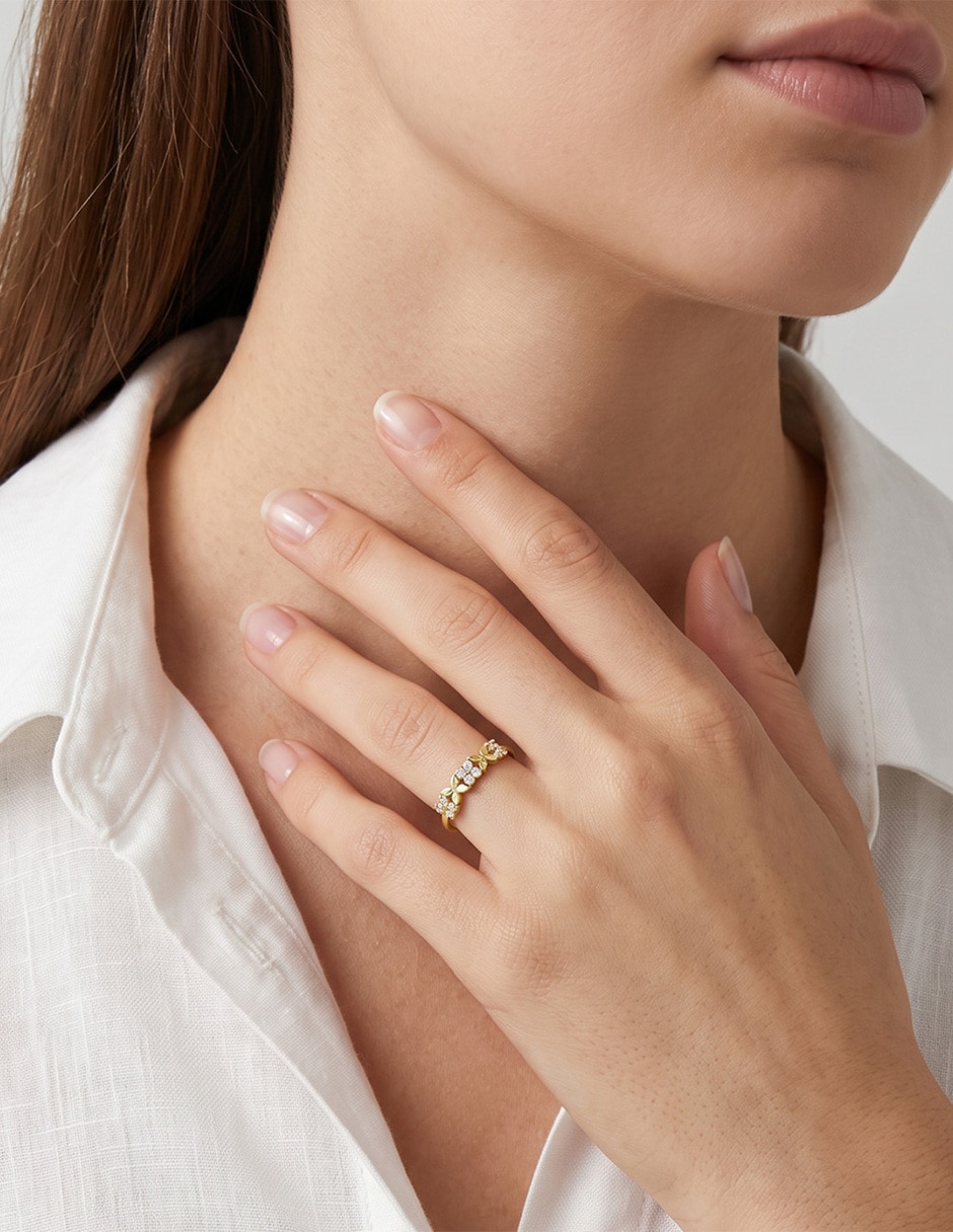 Anillo 14 k de oro zirconia brillante 5