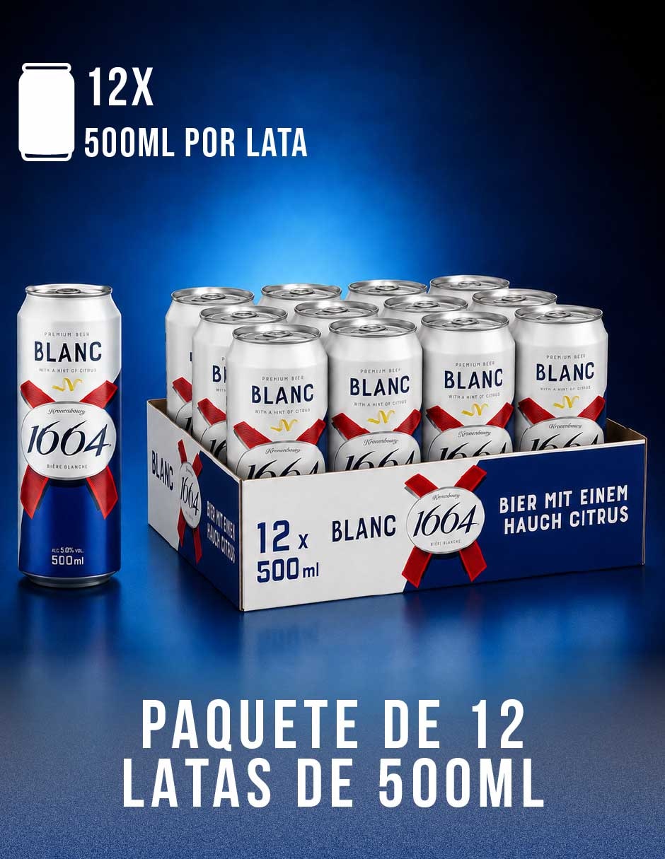 Cerveza clara kronenbourg 1664 lager herbal y cítrico 500 ml 10