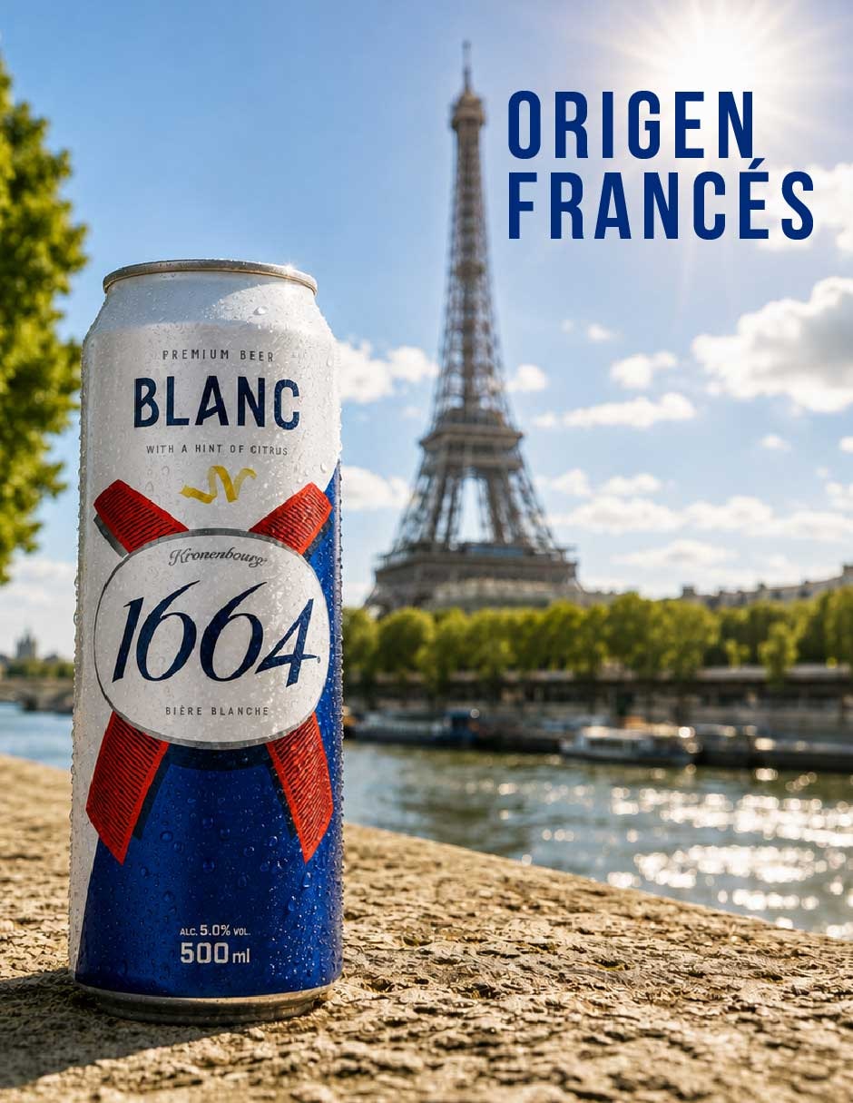 Cerveza clara kronenbourg 1664 lager herbal y cítrico 500 ml 6