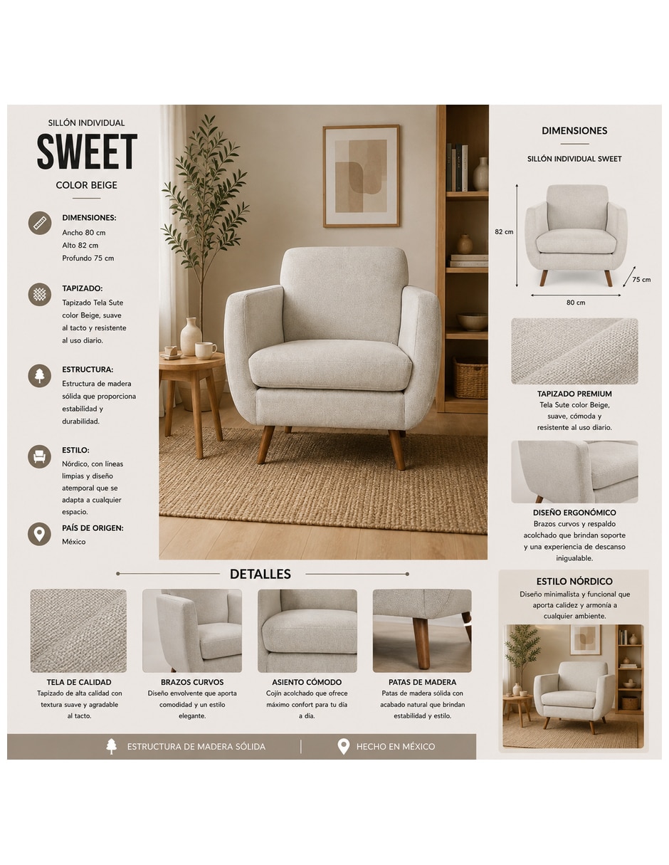 Sillón sweet de tela 2
