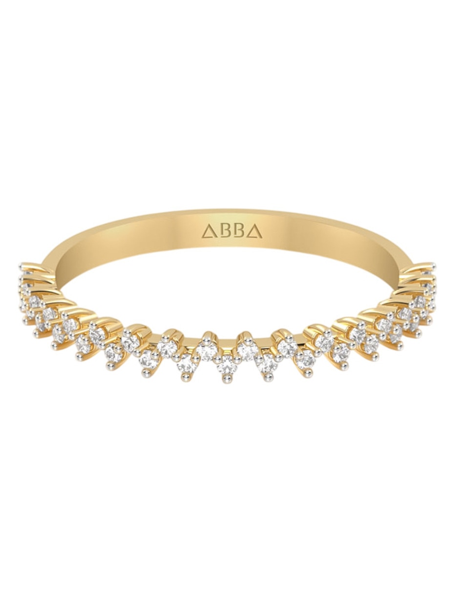 Anillo 14 k de oro zirconia brillante