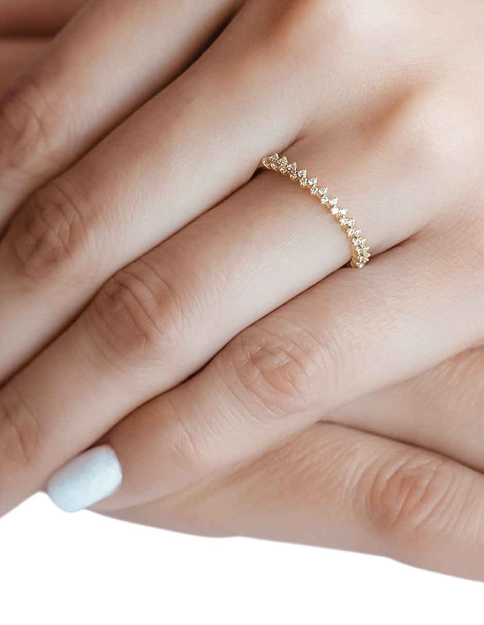 Anillo 14 k de oro zirconia brillante 5