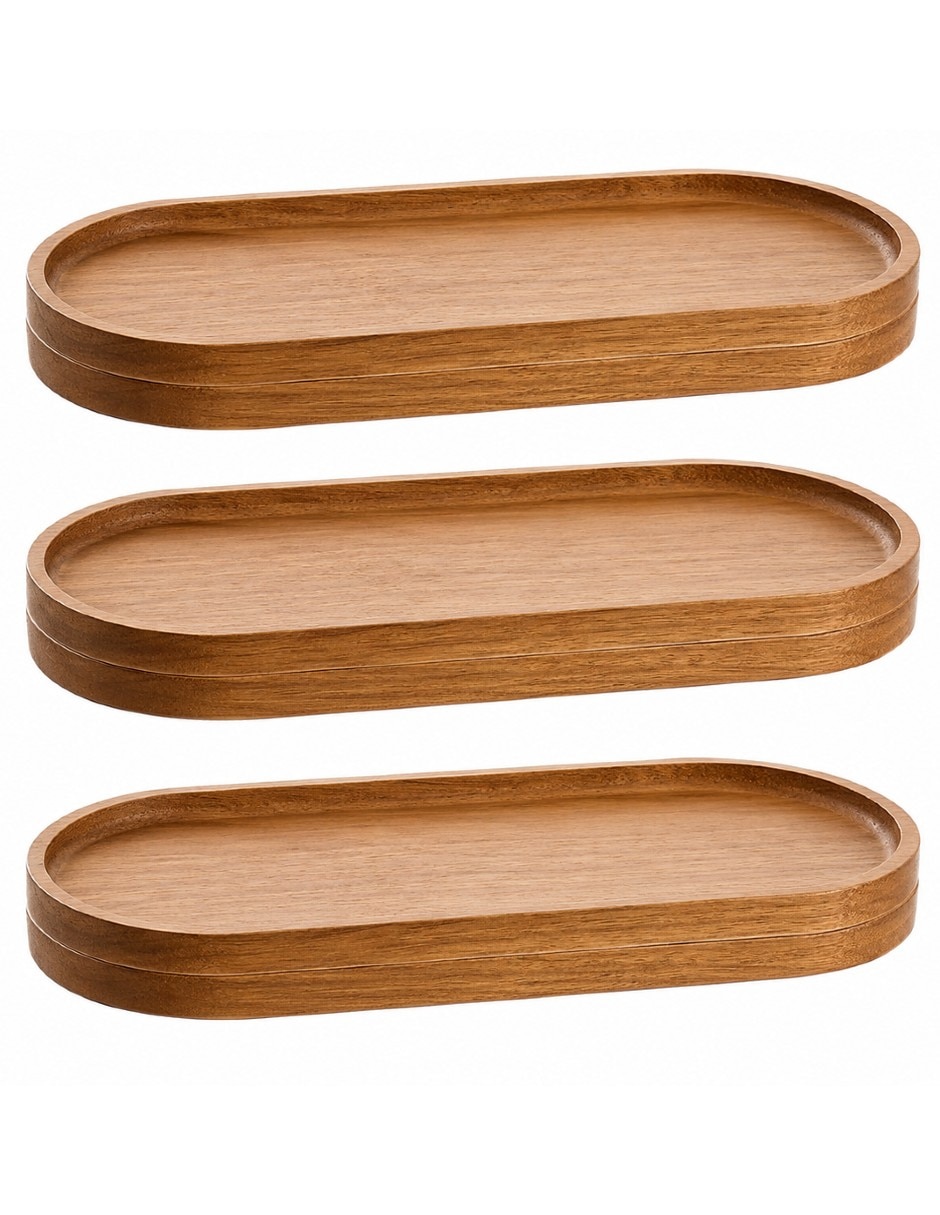 Set bandeja multiusos de madera Acacia Set bandeja multiusos de madera Acacia