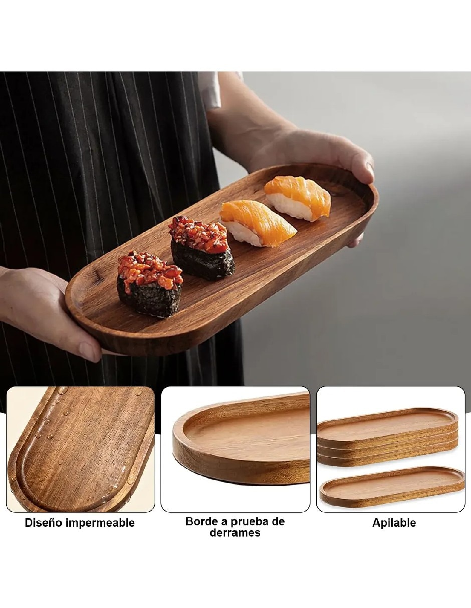Set bandeja multiusos de madera Acacia 4