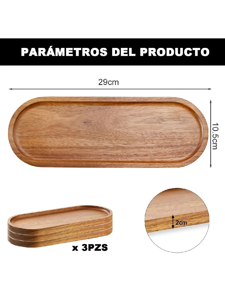 Set bandeja multiusos de madera Acacia 5