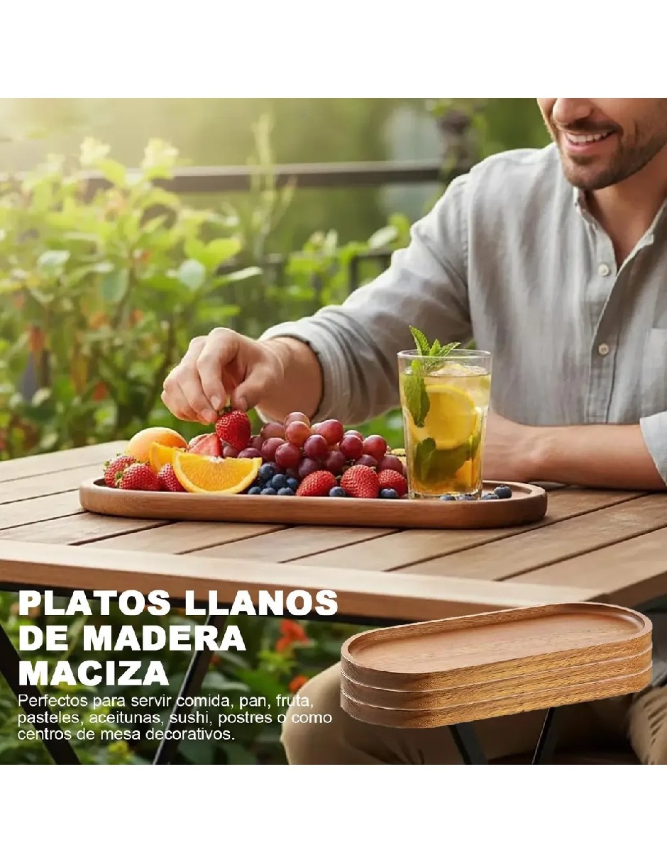 Set bandeja multiusos de madera Acacia 2