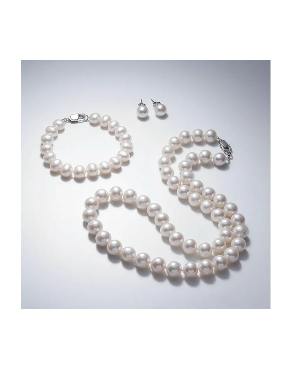 Set collar clásico méxico de plata p 925 perla cultivada