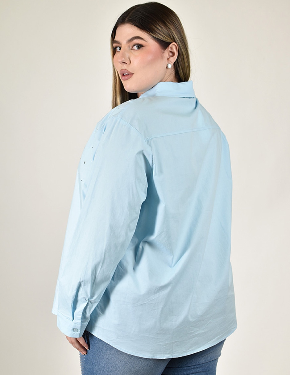 Camisa de algodón manga larga para mujer