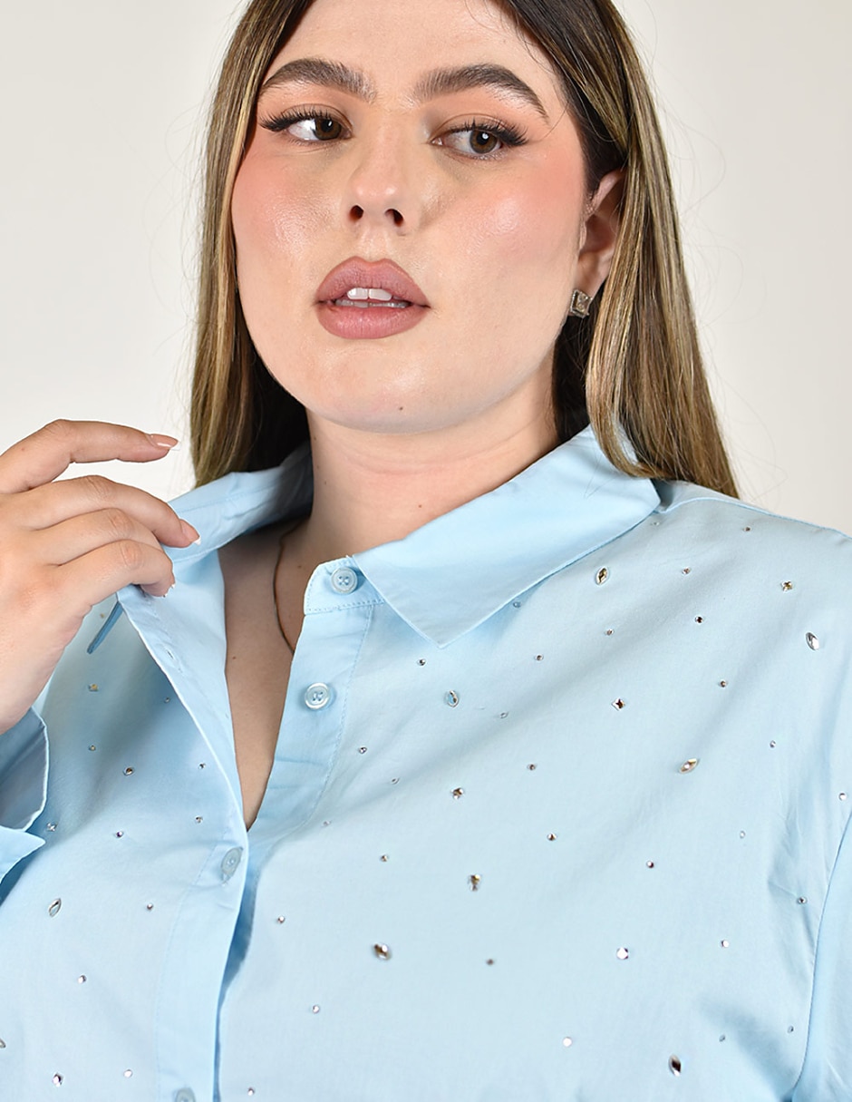 Camisa de algodón manga larga para mujer