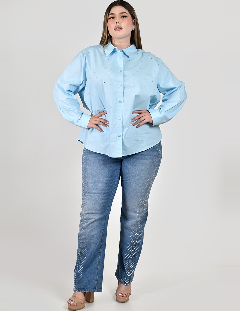 Camisa de algodón manga larga para mujer