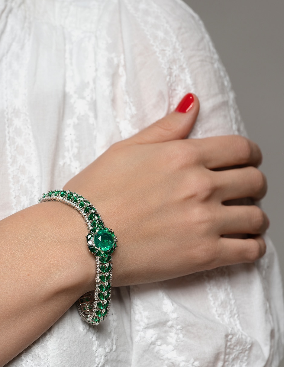 Pulsera de plata con esmeralda p 925 2