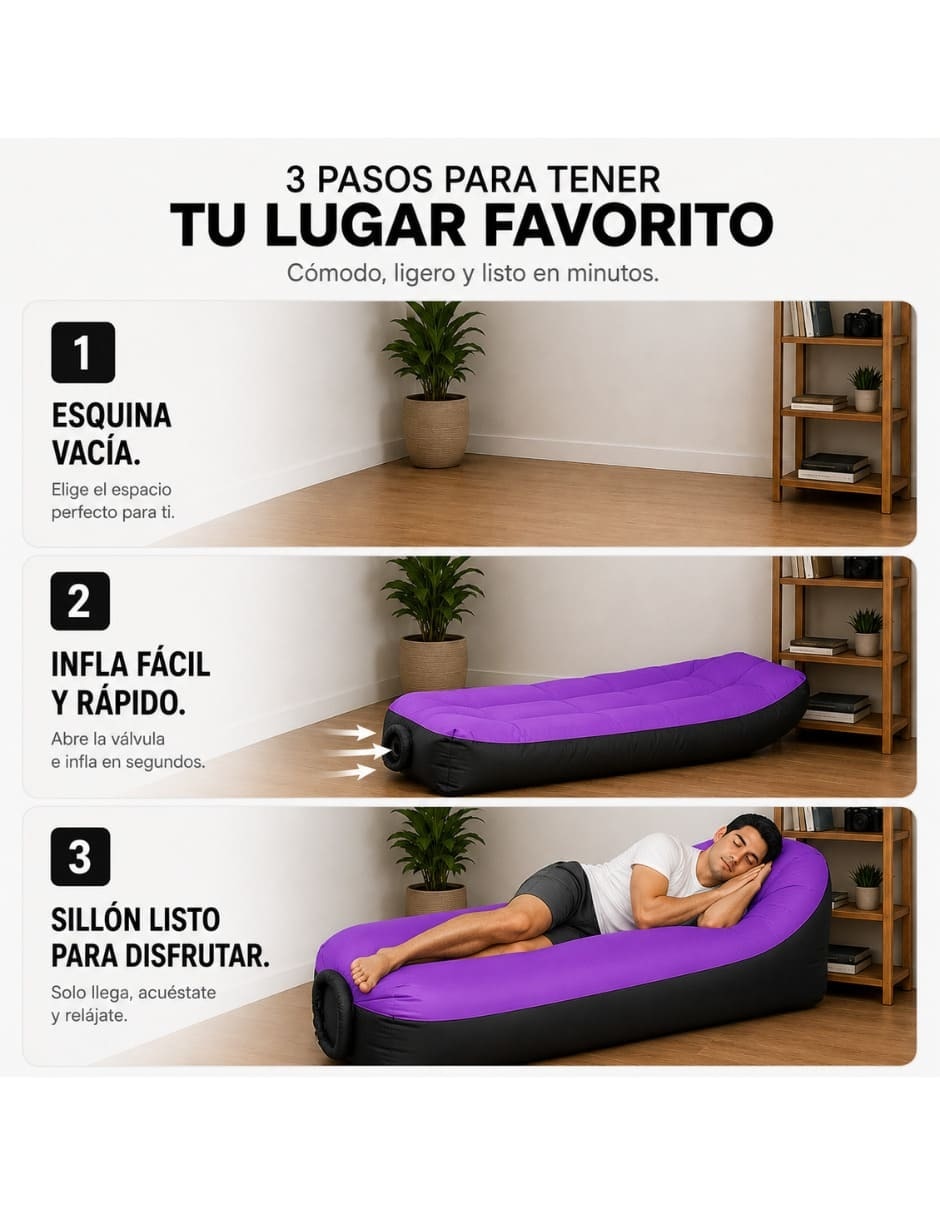 Sillón inflable 120 kg PVC centro entretenimiento