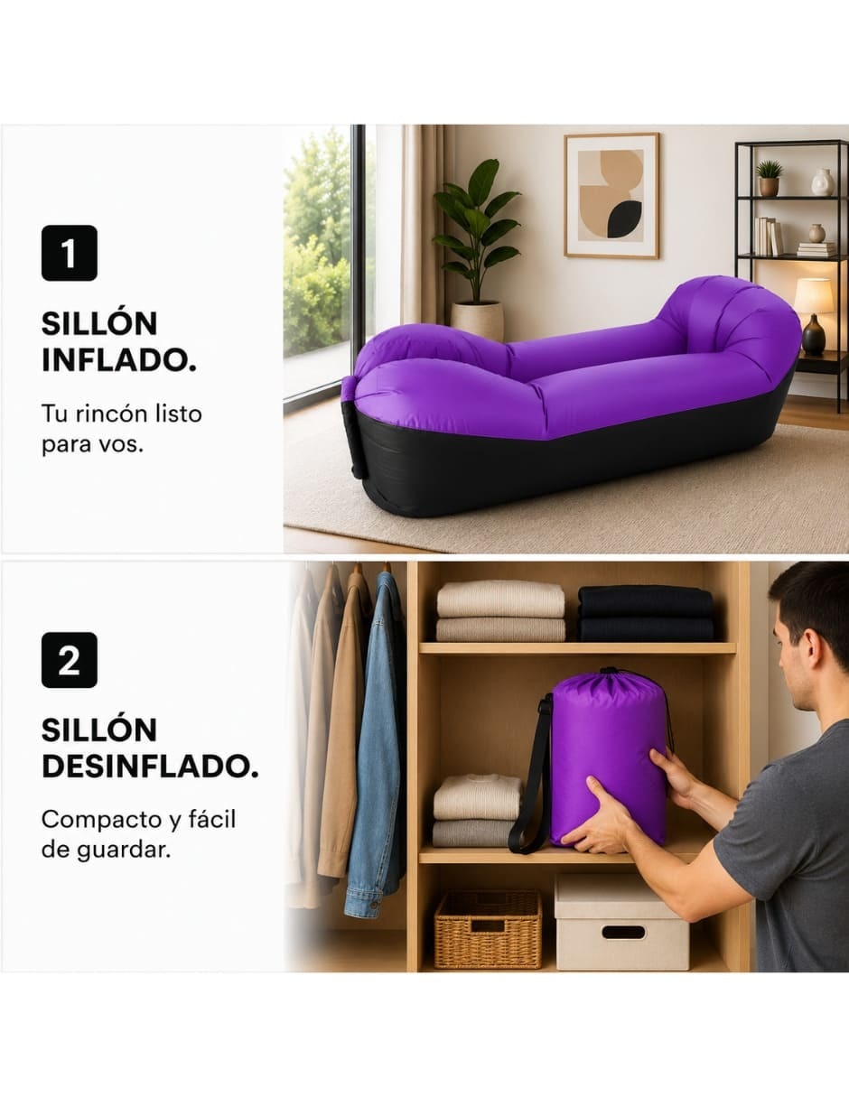 Sillón inflable 120 kg PVC centro entretenimiento