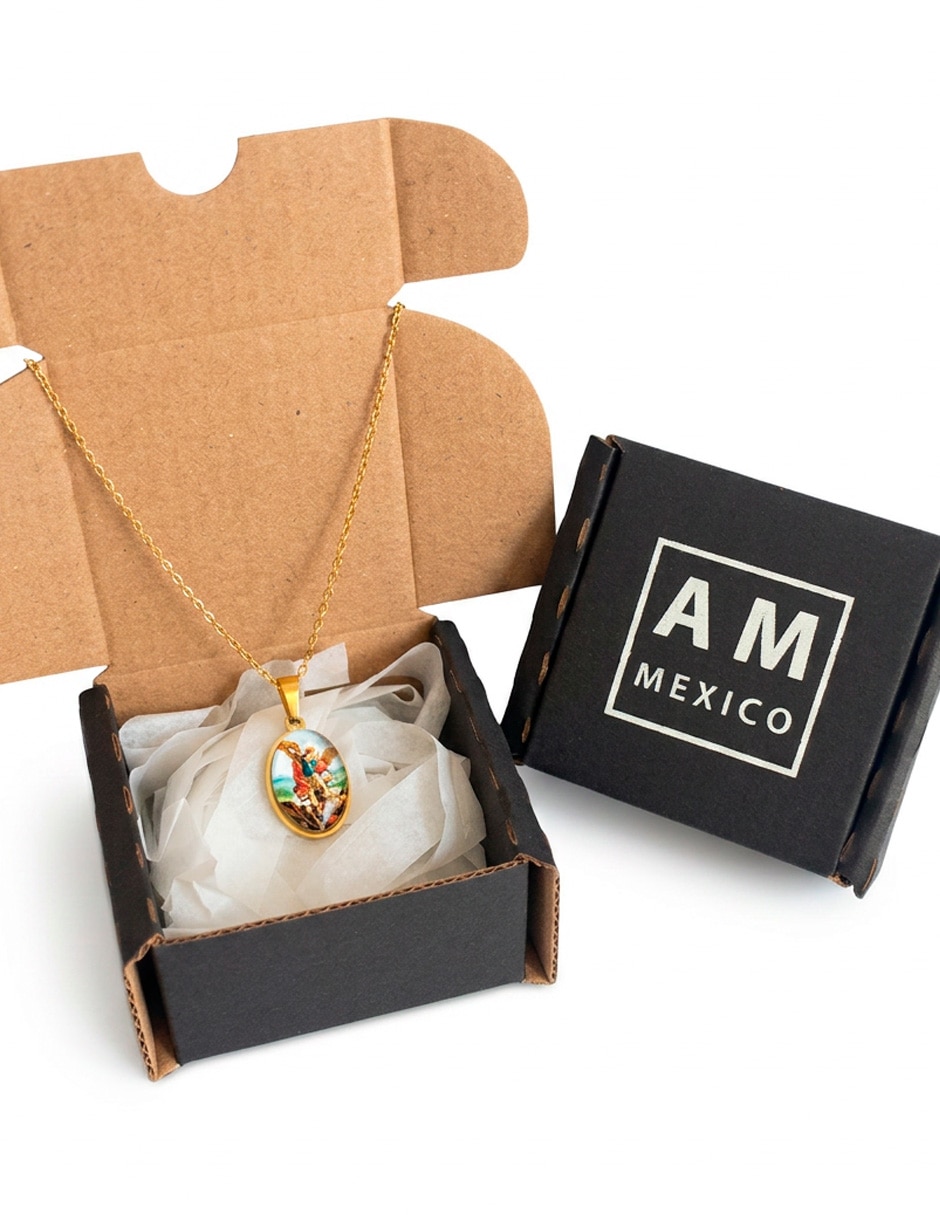 Collar con dije miguel arcangel de acero inoxidable 18 k 3