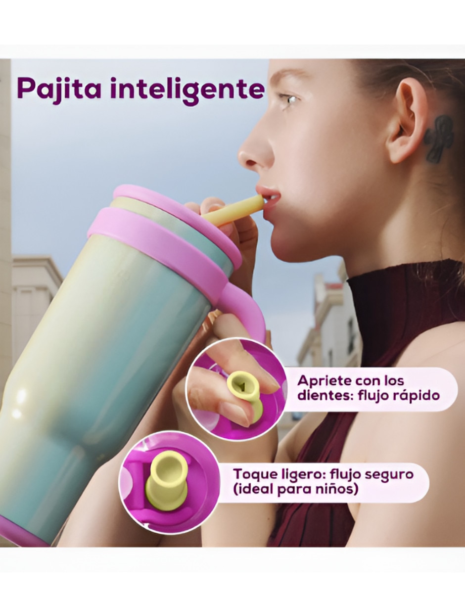 Vaso térmico de acero inoxidable con tapa a presión 2
