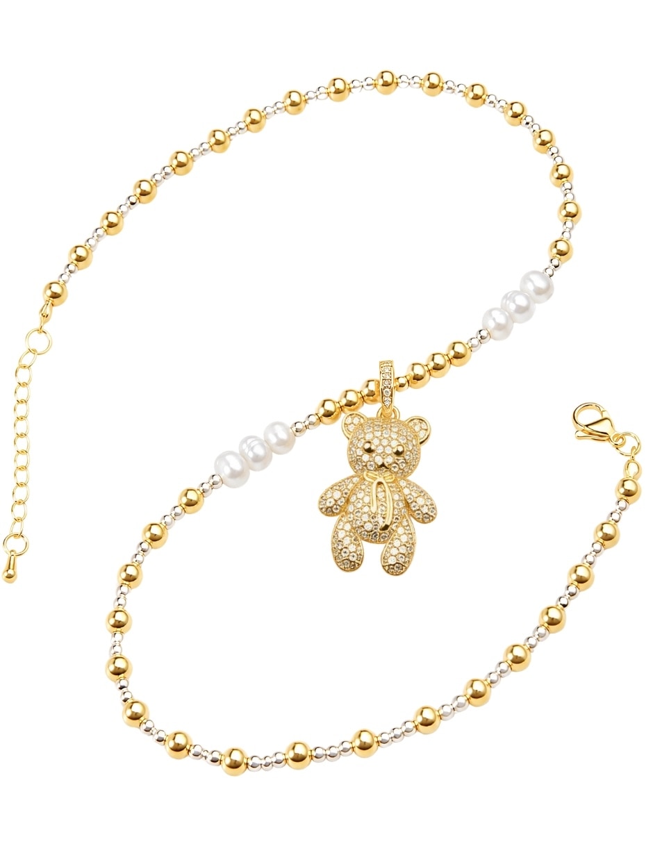 Collar con dije teddi de acero inoxidable 4