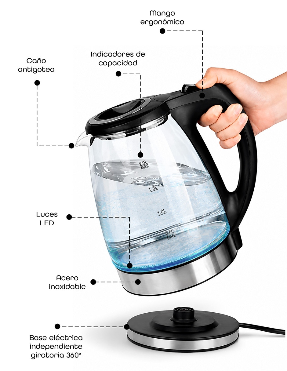 Tetera hervidora de vidrio borosilicato 5