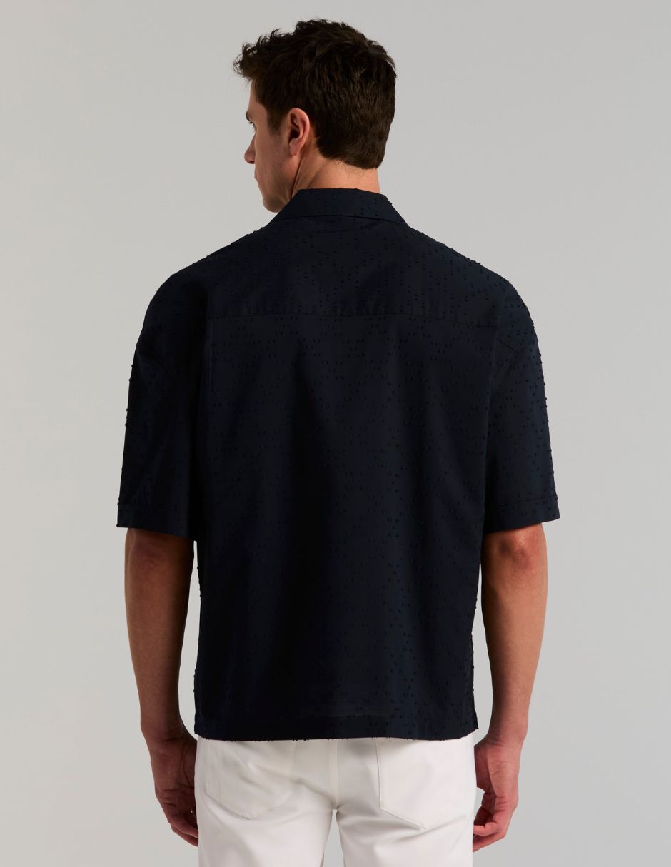 Camisa casual de algodón manga al codo para hombre