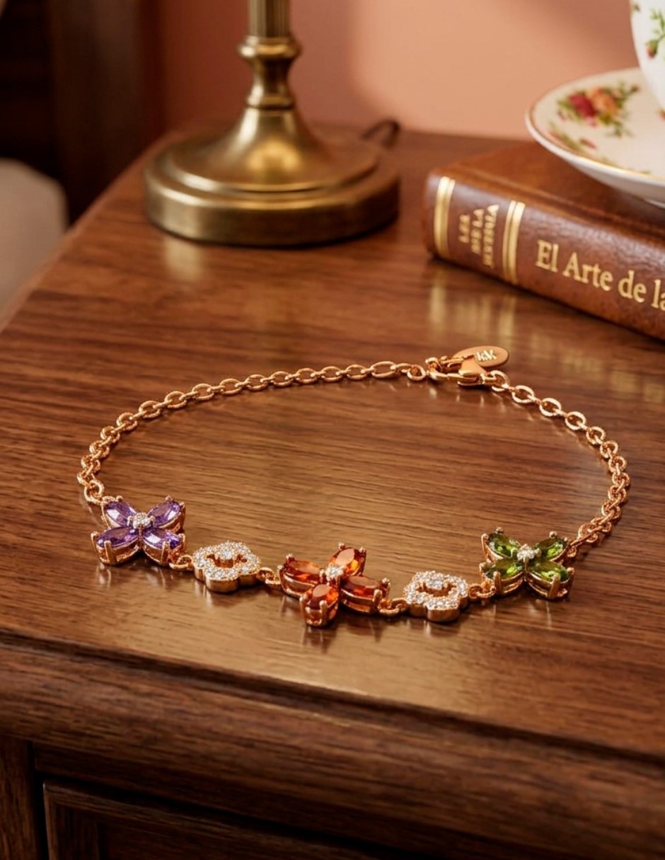 Pulsera cmtop de oro laminado con zirconia cúbica 18 k 5