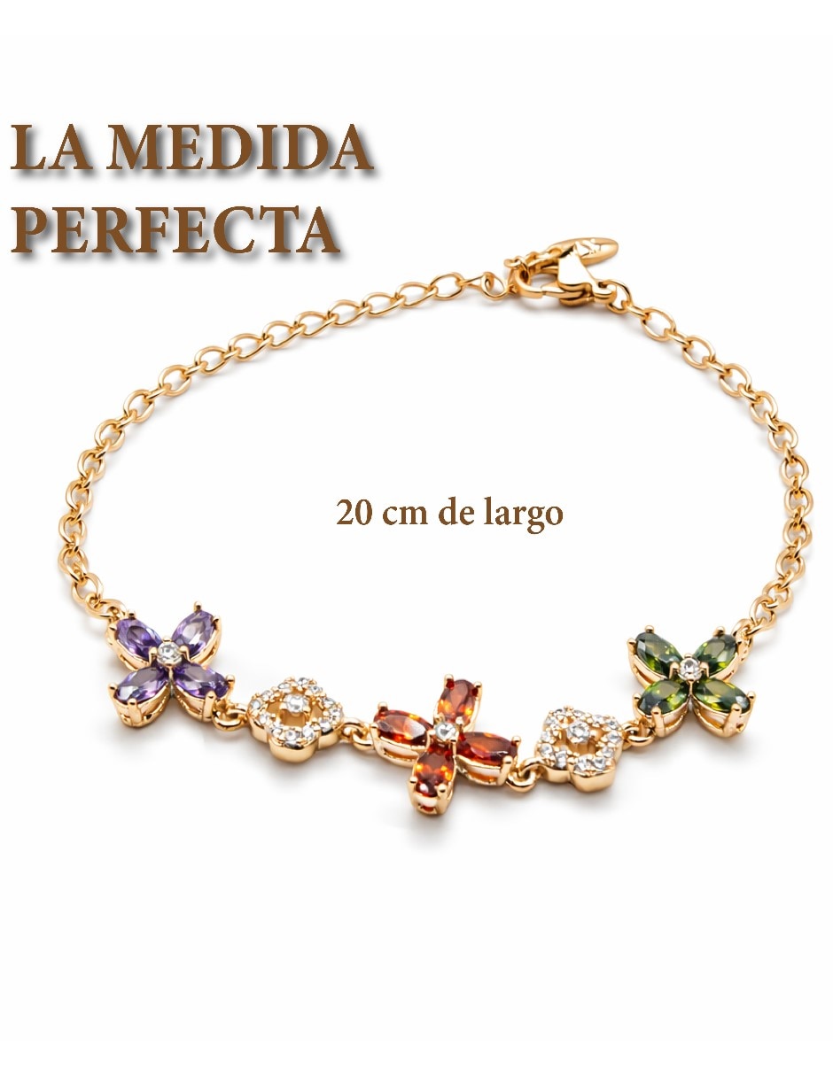 Pulsera cmtop de oro laminado con zirconia cúbica 18 k 7