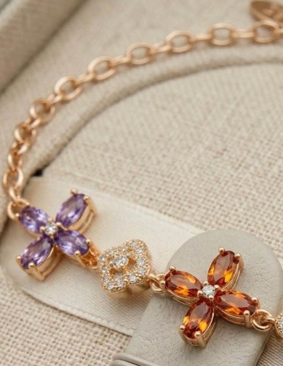 Pulsera cmtop de oro laminado con zirconia cúbica 18 k 6