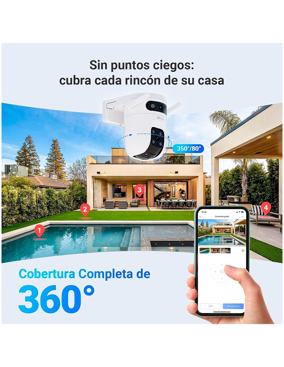 Cámara individual de seguridad modelo CS-C9C 5MP inalámbrica 3K 360° con visión nocturna para exterior 3