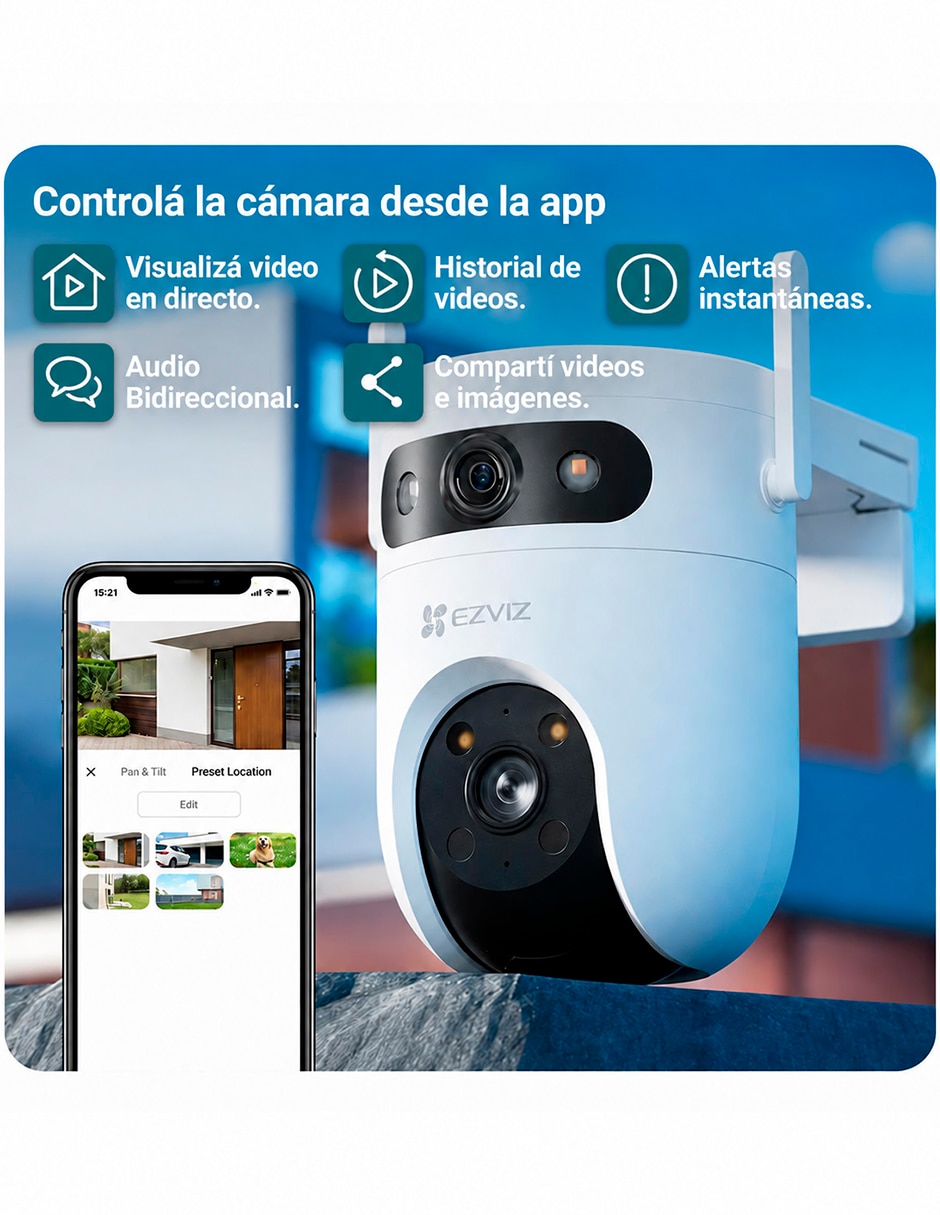 Cámara Wi-Fi de seguridad modelo CS-C9C 3MP Inalámbrica 2K 360° para exterior 3