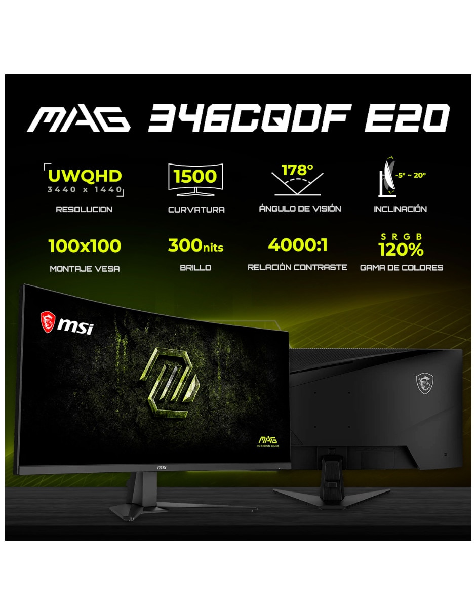 Monitor gamer VA UWQHD 34 pulgadas MAG 346CQDF E20 3