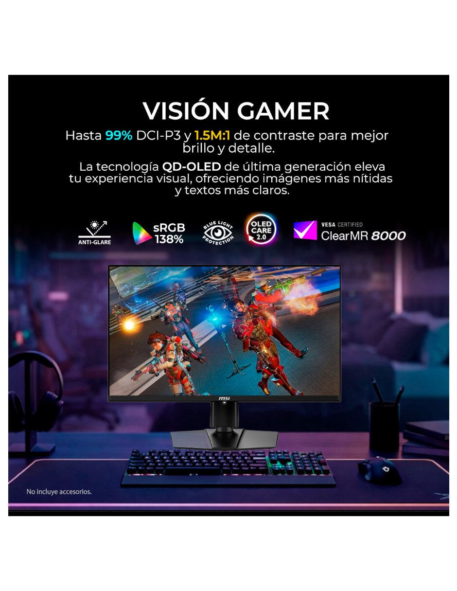 Monitor gamer MAG 272QP QD-OLED X24 QD-OLED WQHD 27 pulgadas 6