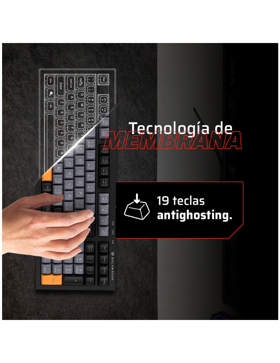 Teclado gamer usb-a 2.0 qwert español con interruptor membrana plana br-945837 5