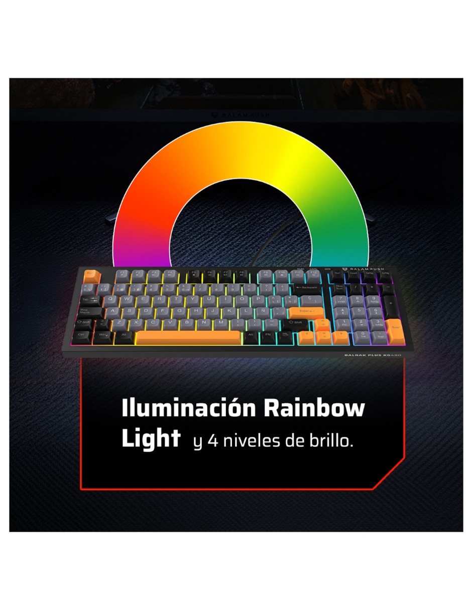 Teclado gamer usb-a 2.0 qwert español con interruptor membrana plana br-945837 4