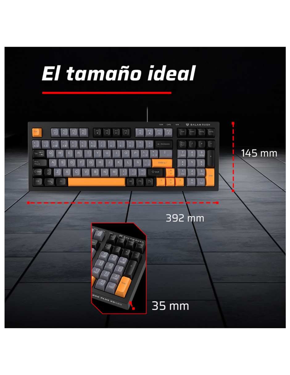 Teclado gamer usb-a 2.0 qwert español con interruptor membrana plana br-945837 2