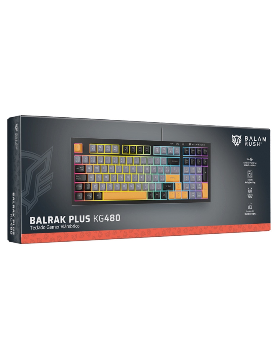 Teclado gamer usb-a 2.0 qwert español con interruptor membrana plana br-945837 6