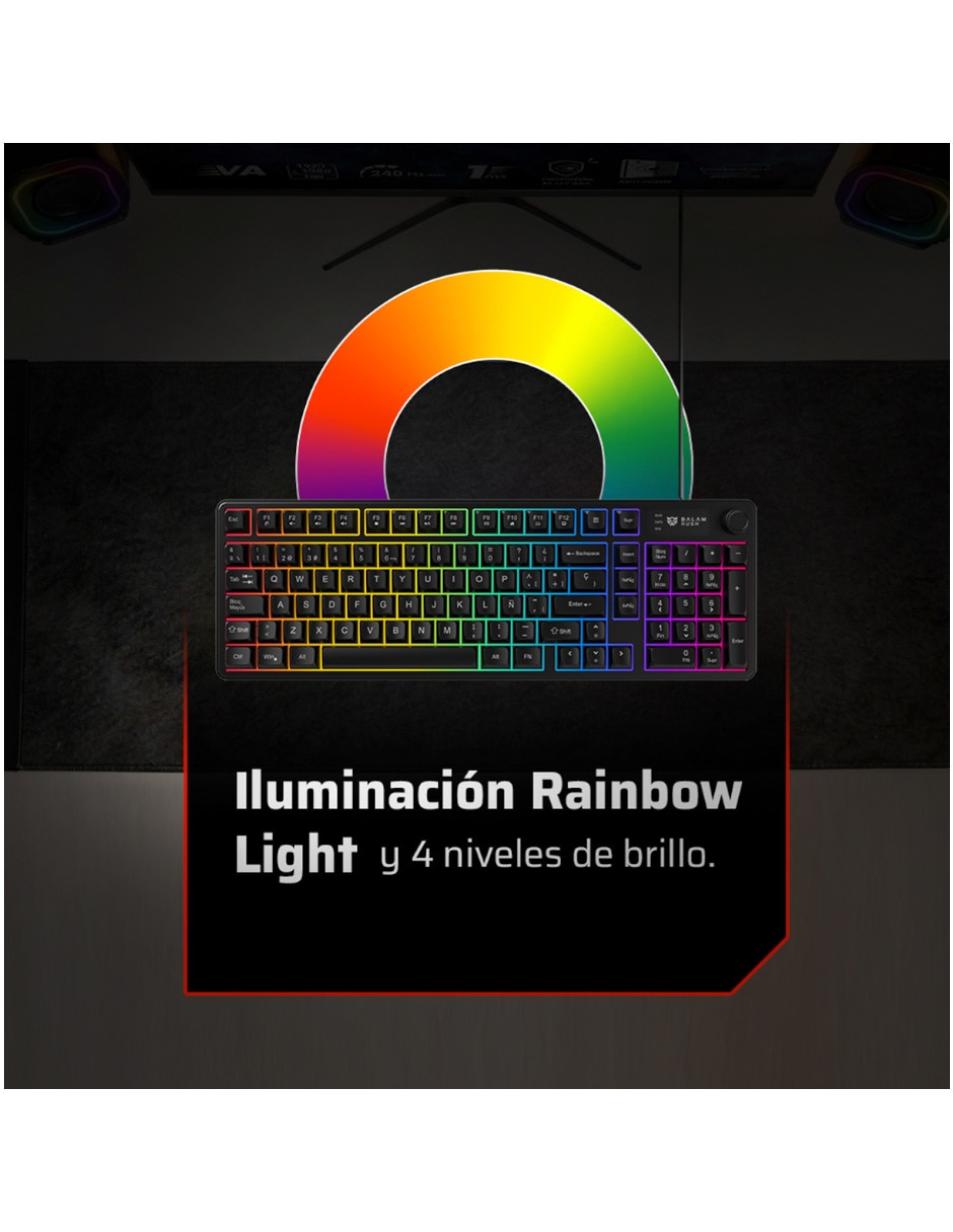 Teclado gamer usb-a 2.0 qwert español con interruptor membrana plana br-945820 4