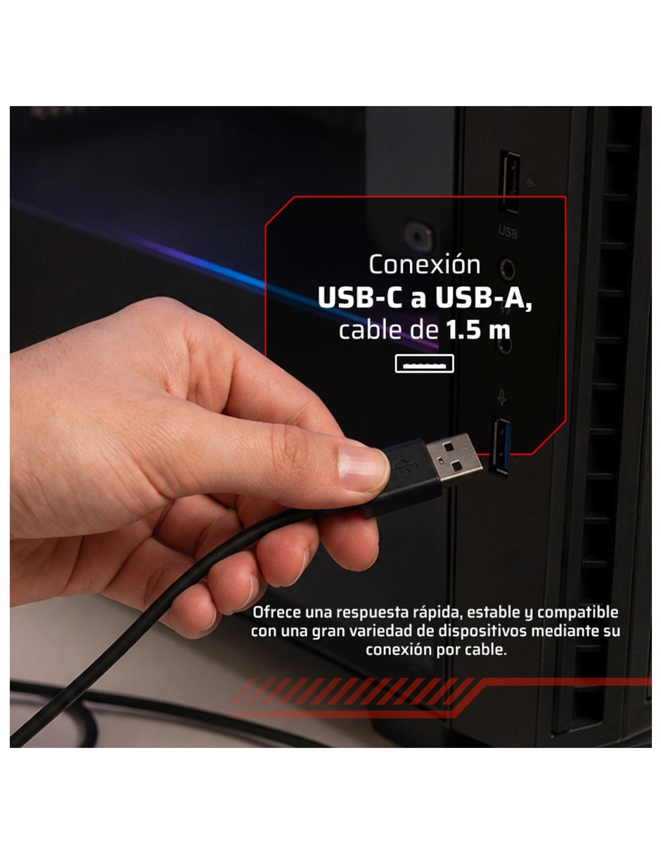 Teclado gamer usb-a 2.0 qwert español con interruptor membrana plana br-945820 3