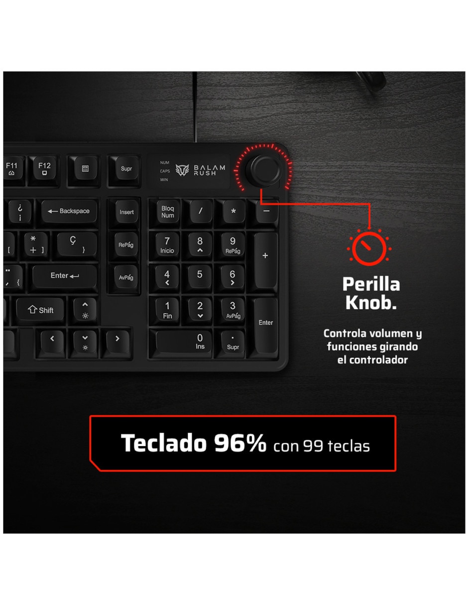 Teclado gamer usb-a 2.0 qwert español con interruptor membrana plana br-945820 6