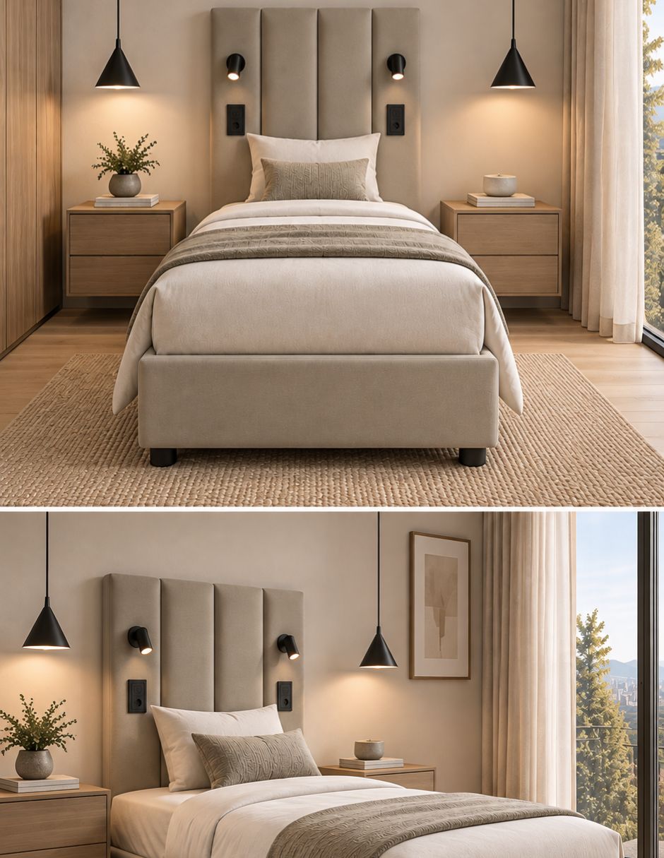Cama design luxury lightning de tela 8