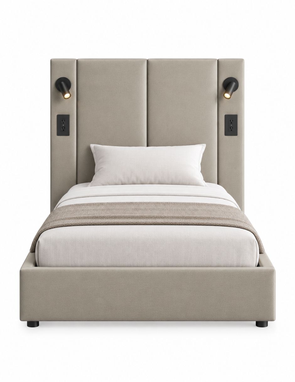 Cama design luxury lightning de tela 6