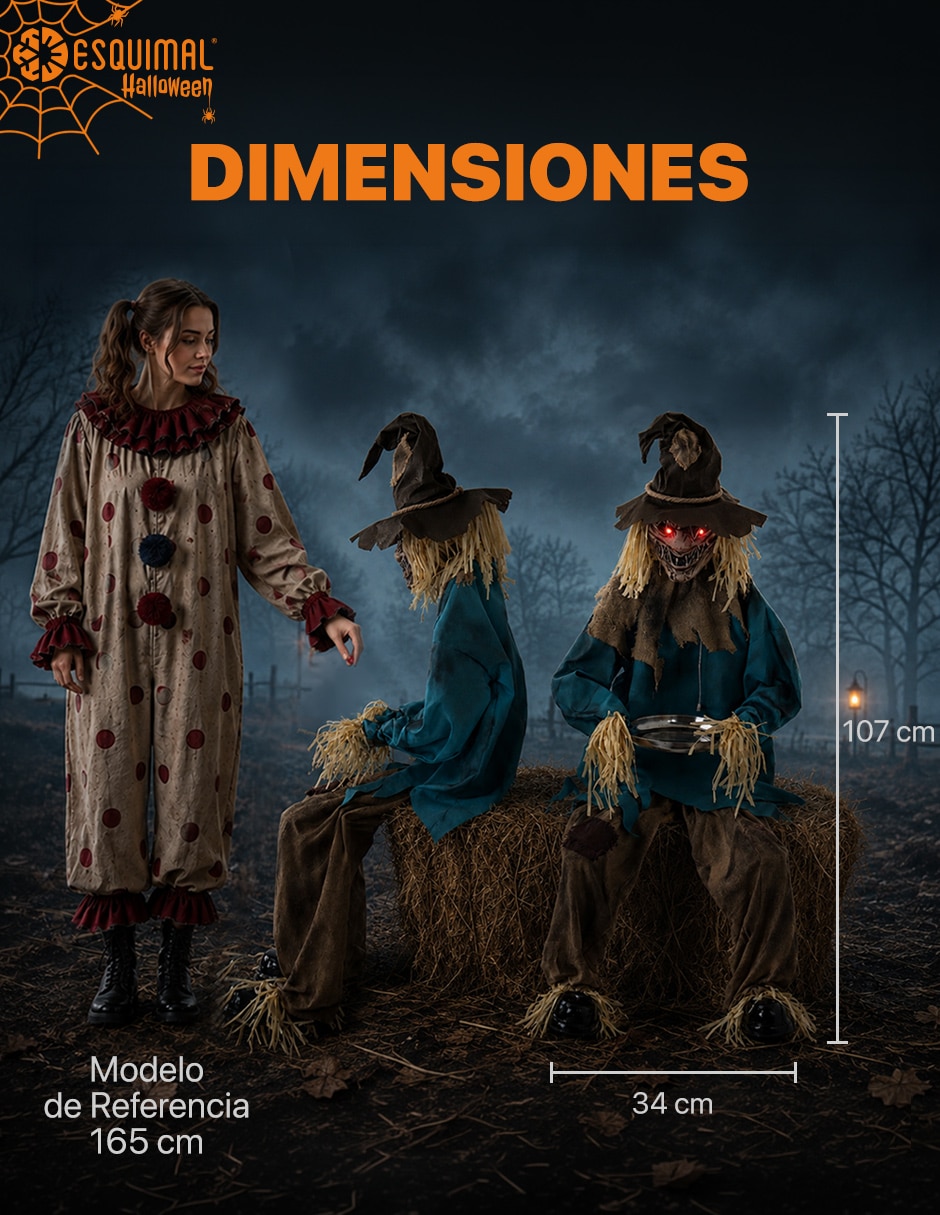 Figura decorativa Muñeco Interactivo de Terror con forma de espantapájaros 7