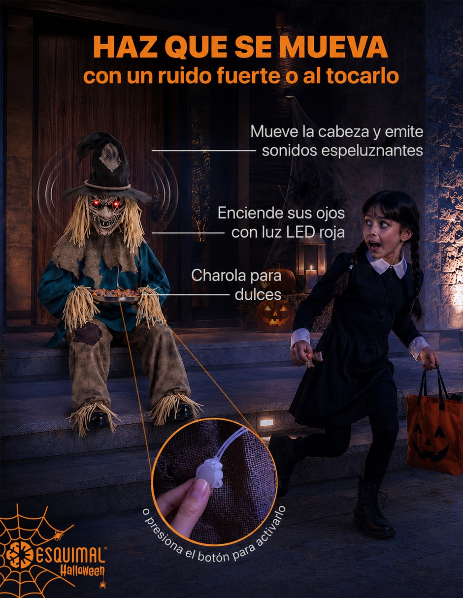 Figura decorativa Muñeco Interactivo de Terror con forma de espantapájaros 6