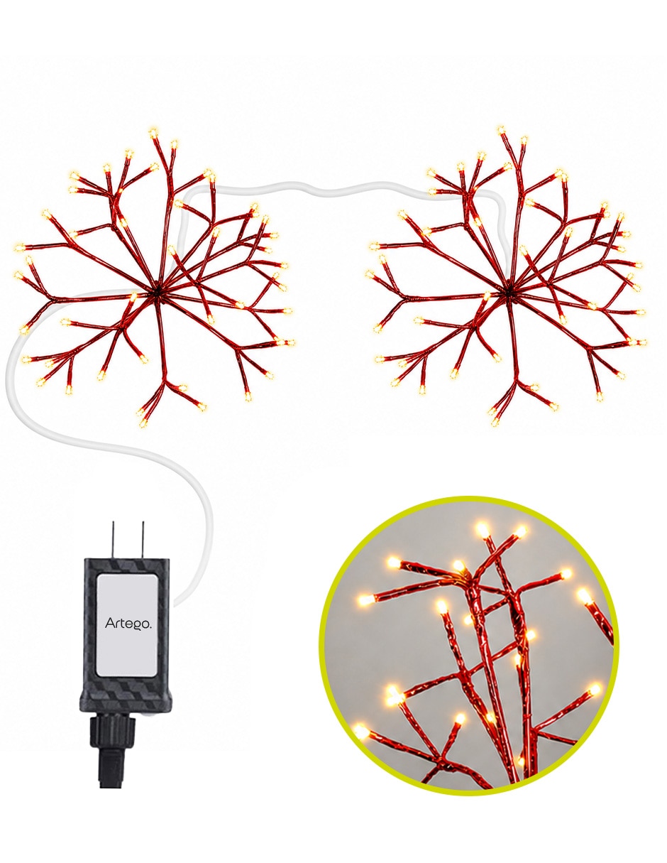Serie luces led navidad 2 ramos de 40cm de diámetro unidos de 56 leds star burst con 112 focos 1