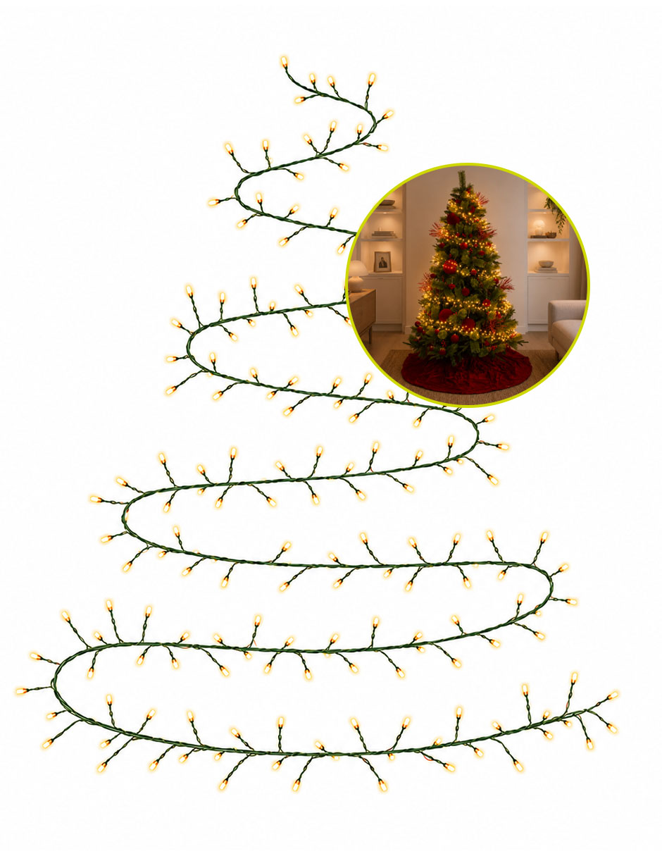 Serie luces led navidad con espiral de acero cooper cluster con 600 focos Serie luces led navidad con espiral de acero cooper cluster con 600 focos