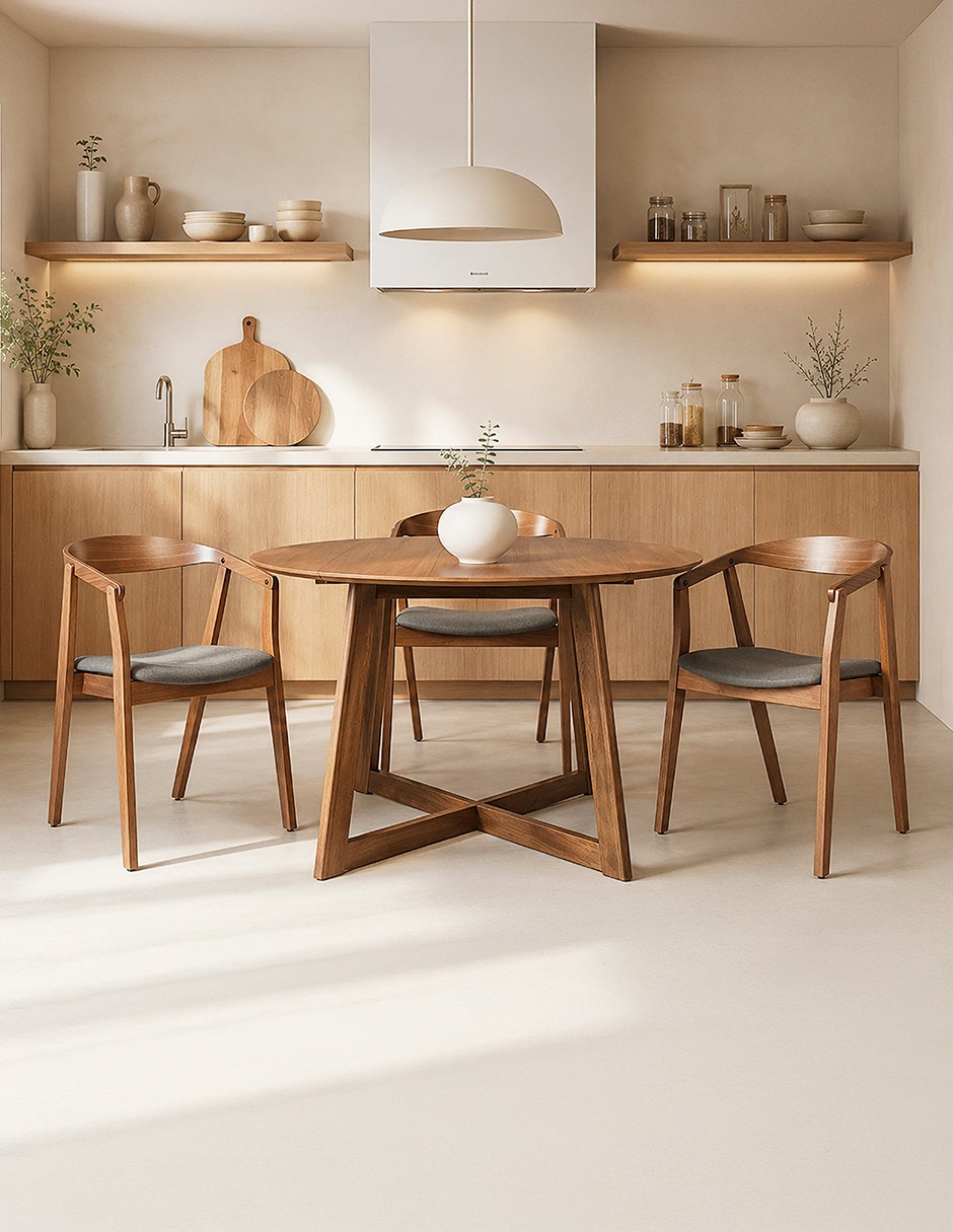 Mesa de comedor armable rum de madera 6