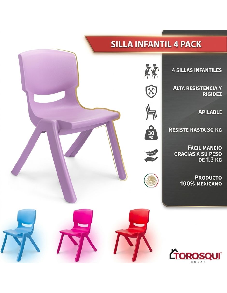Set de sillas 2 piezas silla infantil de plástico 2