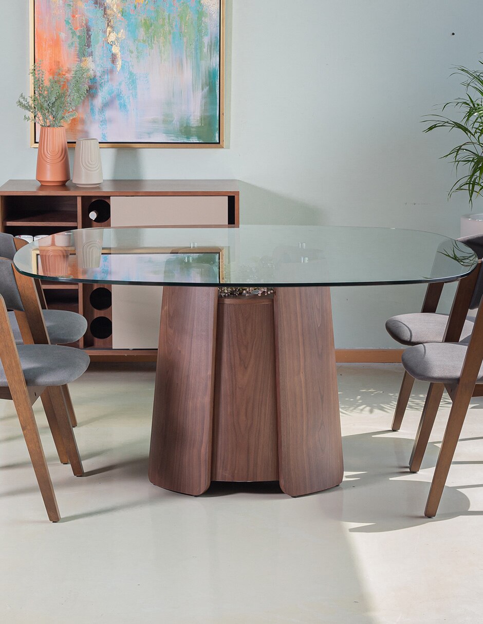 Mesa de comedor armable zira de vidrio 6