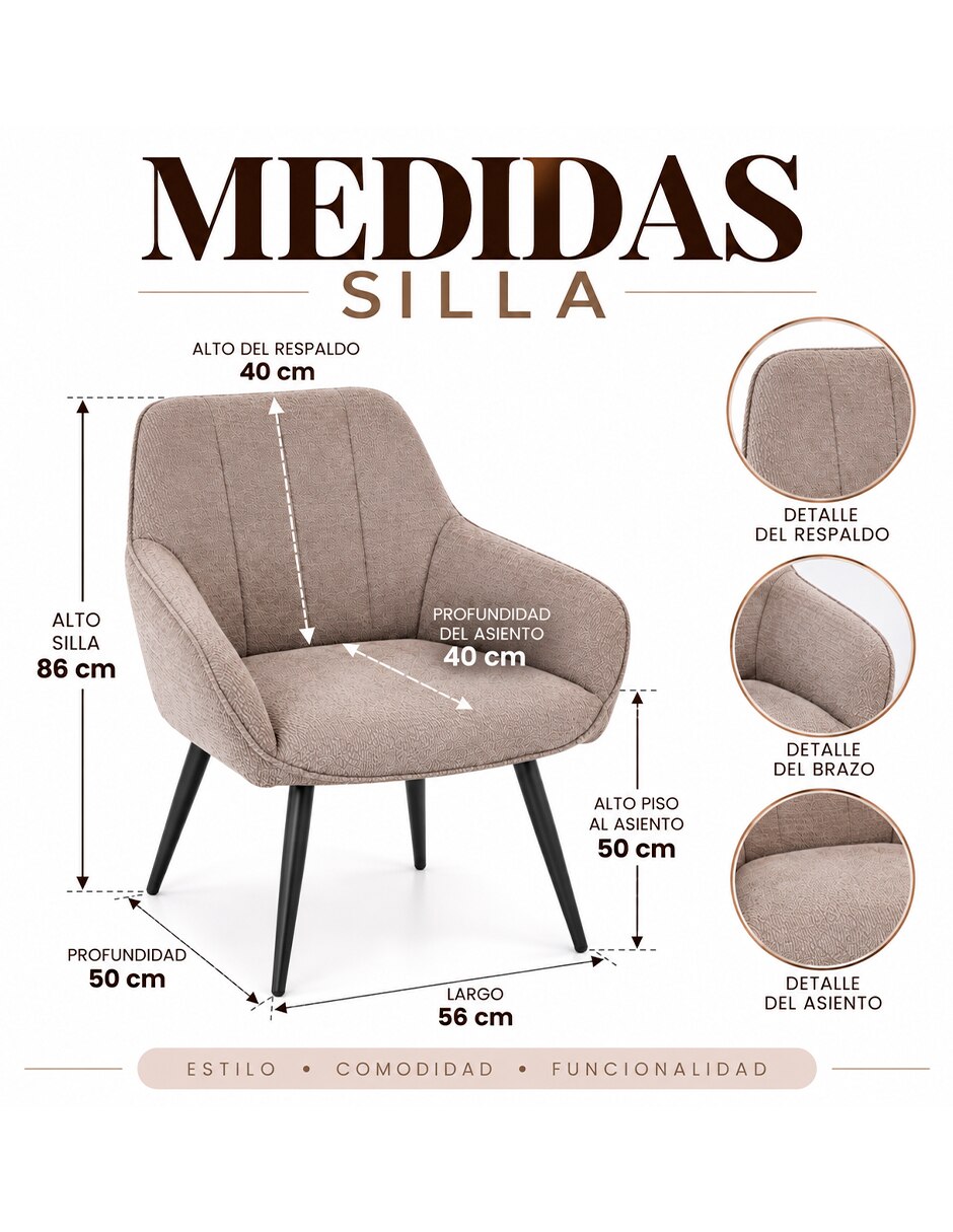 Set de sillas 2 piezas 1364 de metal y tela 3