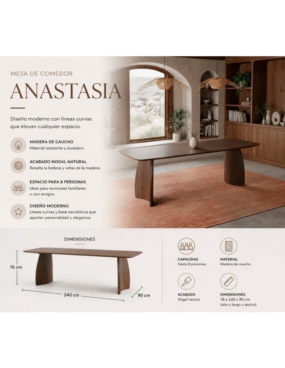 Mesa de comedor armable de aglomerado y mdf 6